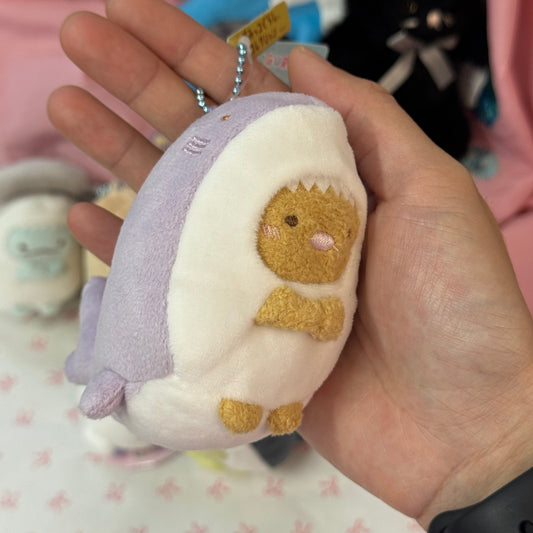 SAN-X | Sumikko Gurashi Tonkatsu - Shark Mascot Holder Ball Chain Keychain Bag Charm Plush (Aquarium Limited)