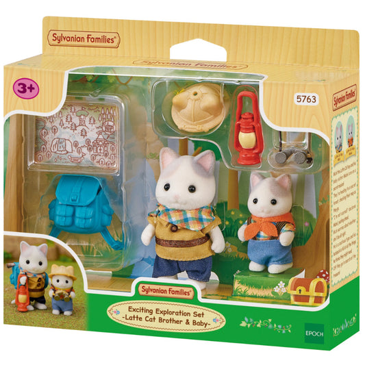 Sylvanian Families | Exciting Exploration Latte Cat Brother & Baby Set