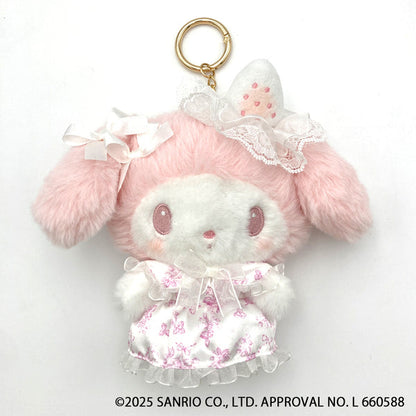 SANRIO | My Melody Plush Pouch Keychain Bag Charm 155×165×42mm (White Strawberry Tea Time)