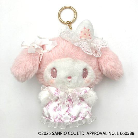 SANRIO | My Melody Plush Pouch Keychain Bag Charm 155×165×42mm (White Strawberry Tea Time)