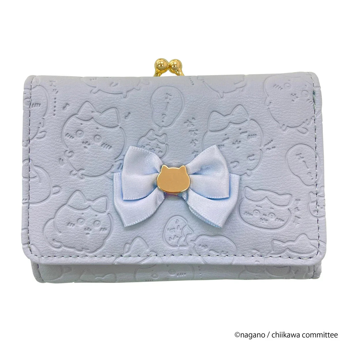 CHIIKAWA | Hachiware Trifold Wallet Clasp Purse 77x106x30mm (Gold Blue Embossed)
