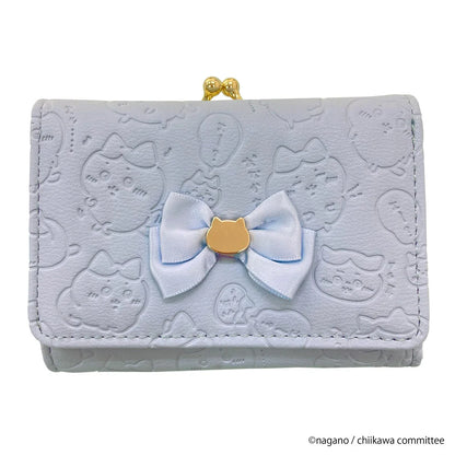 CHIIKAWA | Hachiware Trifold Wallet Clasp Purse 77x106x30mm (Gold Blue Embossed)