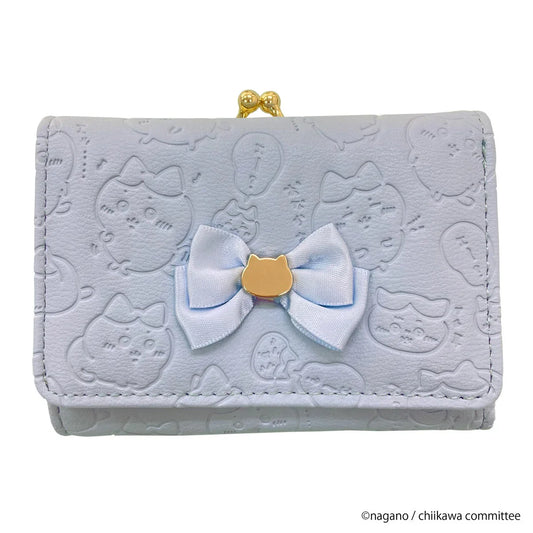 CHIIKAWA | Hachiware Trifold Wallet Clasp Purse 77x106x30mm (Gold Blue Embossed)