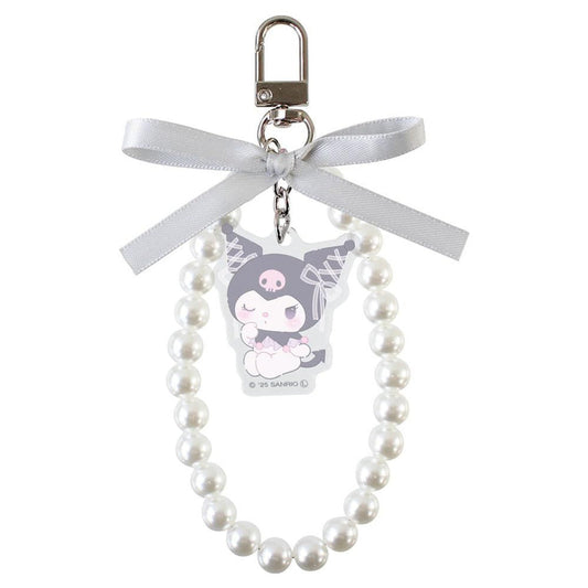 SANRIO | Kuromi Ribbon Pearl Keychain Phone Strap 9 x 82 x 157mm (Ballet Core)