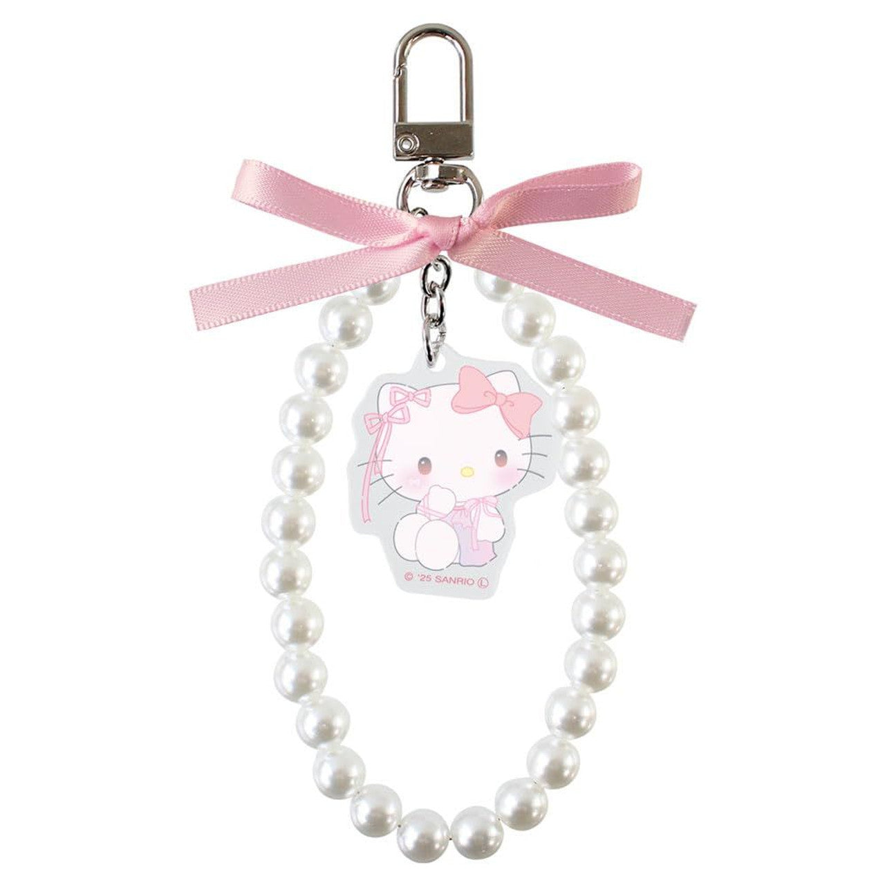 SANRIO | Hello Kitty Ribbon Pearl Keychain Phone Strap 9 x 82 x 157mm (Ballet Core)