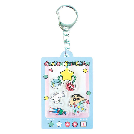 Crayon Shin-chan | Shaka Shaka Acrylic Keychain 55x84x7mm (Shinnosuke Nohara & Shiro - Crane Game Pajama)
