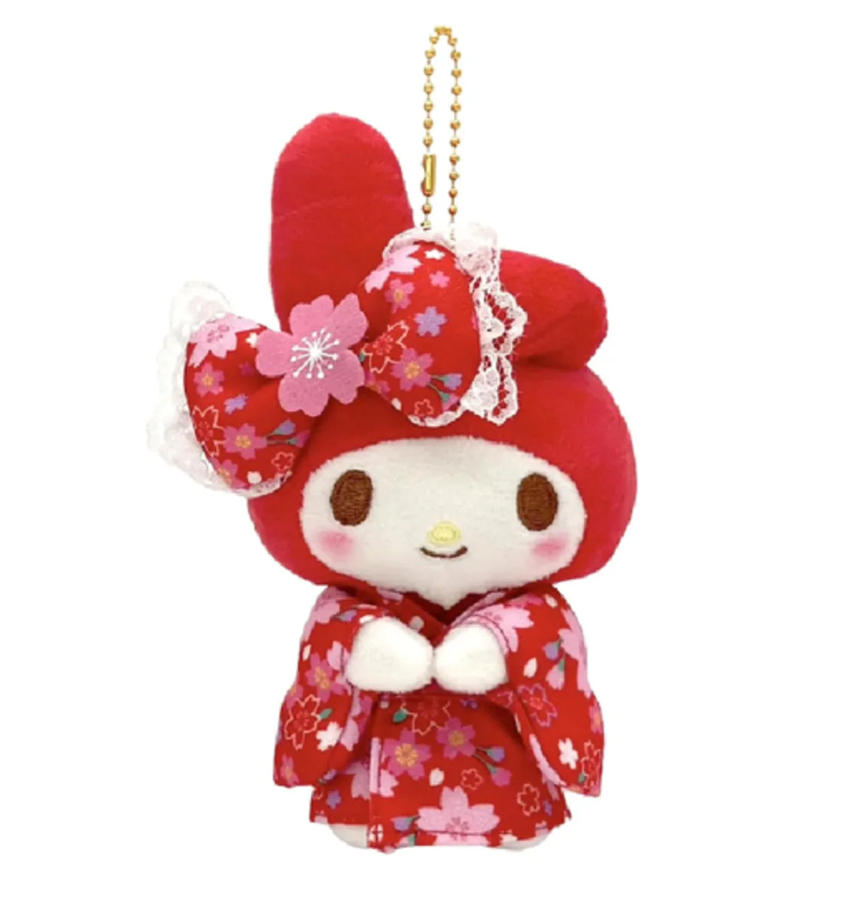 Sanrio | Sakura Kimono My Melody 15 X 9 6Cm 日本三丽鸥 美乐蒂玩偶挂件/包挂/钥匙链（樱花和服）