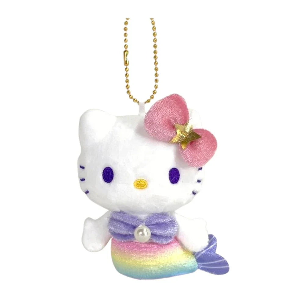 SANRIO | Hello Kitty Mermaid Rainbow Mascot Holder Plush Keychain 10cm Approx. (50th Anniversary)