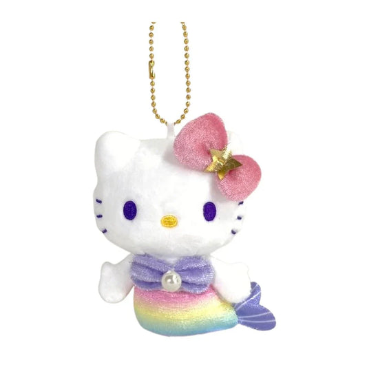 SANRIO | Hello Kitty Mermaid Rainbow Mascot Holder Plush Keychain 10cm Approx. (50th Anniversary)