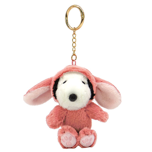 PEANUTS | Snoopy Lop Ear Bunny Mascot Holder Plush Keychain Bag Charm 12×12×7.5cm (Pink)