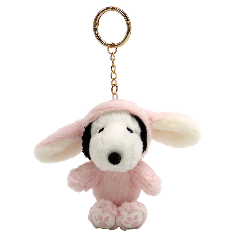 PEANUTS | Snoopy Lop Ear Bunny Mascot Holder Plush Keychain Bag Charm 12×12×7.5cm (Light Pink)