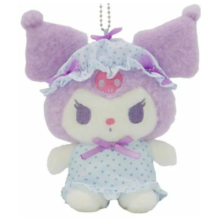 SANRIO | Kuromi Mascot Holder Plush Keychain Bag Charm H15×W13×D9.5cm (Nightcap Ribbon)