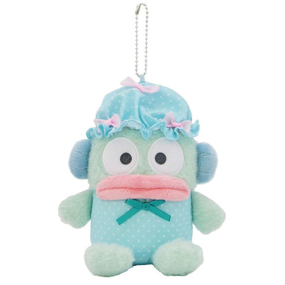 SANRIO | Hangyodon Mascot Holder Plush Keychain Bag Charm H15×W13×D9.5cm (Nightcap Ribbon)