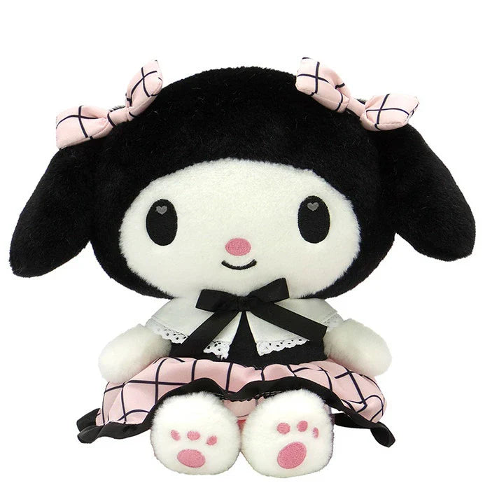 SANRIO | My Melody Plush Toy Plush Doll S 230×190×160mm (Black Pink Grid Dress)