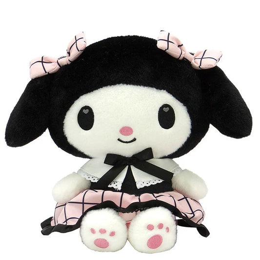 SANRIO | My Melody Plush Toy Plush Doll S 230×190×160mm (Black Pink Grid Dress)