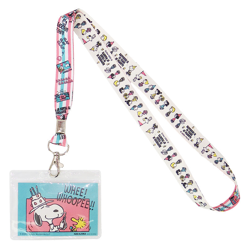 PEANUTS | Snoopy Neck Strap with Card Holder 540×100×10mm (75th Anniversary Cake Hat)