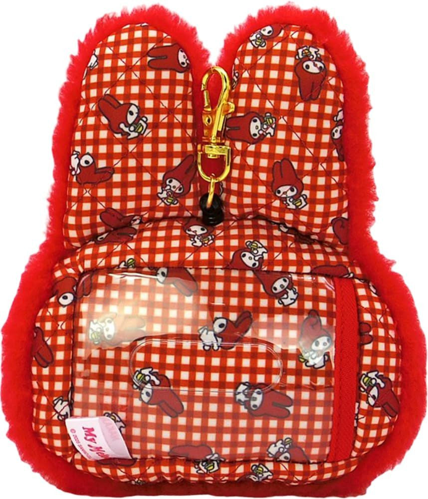SANRIO | My Melody Face Pass Case Keychain with Reel 60x140x170m (Red Checkered)