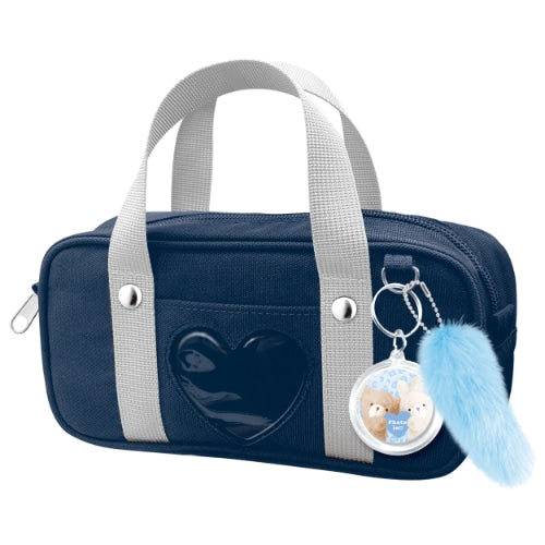 Q-LiA | Boston Bag Pen Case Pen Pouch H100×W195×D55mm (Navy)