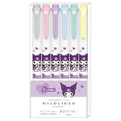 Zebra x Sanrio | Mildliner Double-Sided Highlighter Set 142×Φ12mm (Kuromi - Heart)