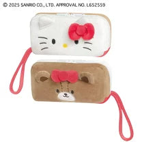 SANRIO | Twin Fluffy Plush Pen Case 19×10×5cm (Hello Kitty & Tiny Chum)