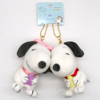 PEANUTS | Snoopy & Belle Plush Keychain Mascot Holder Set H180×W130×D70mm & H180×W130×D70mm