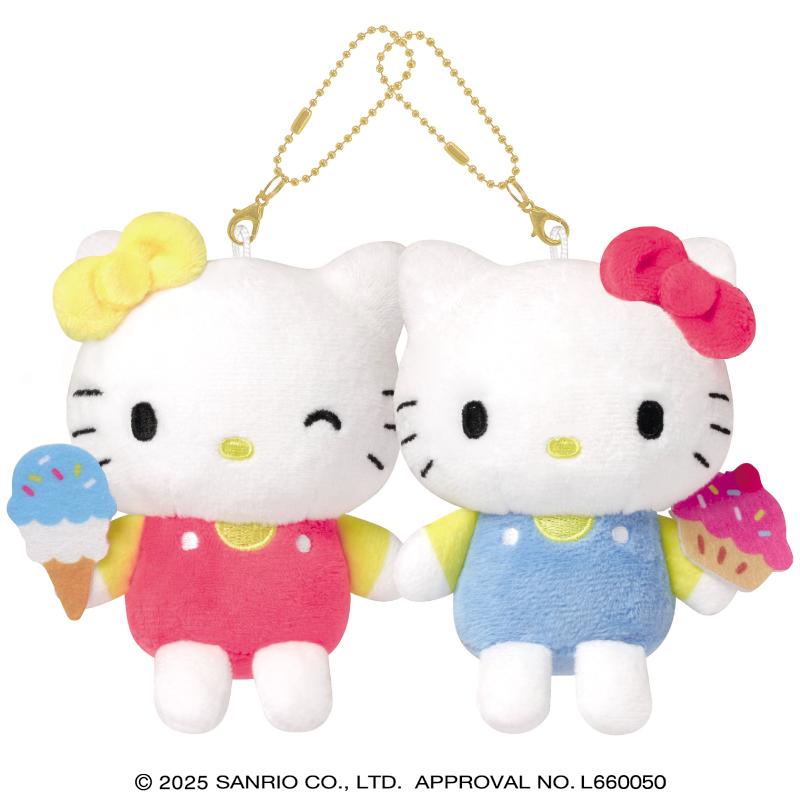 SANRIO x CRUX | Hello Kitty & Hello Mimmy Nico Large Magnetic Plush Keychain Set 160 x 160 x 70mm (Sweets)