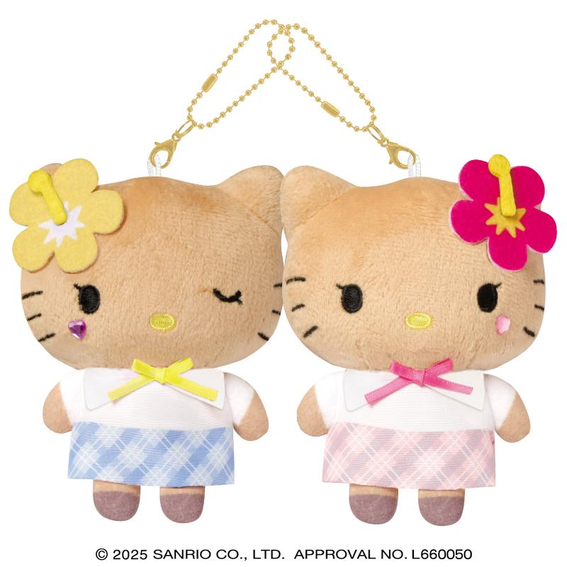 SANRIO x CRUX | Hello Kitty & Hello Mimmy Nico Large Magnetic Plush Keychain Set 160 x 160 x 70mm (Tanned Gal Kitty Y2K)