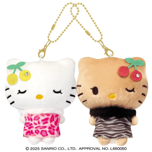 SANRIO x CRUX | Hello Kitty Tanned & Hello Mimmy Cherry Nico Magnetic Plush Keychain Set 170 x 130 x 55mm (Gal Kitty