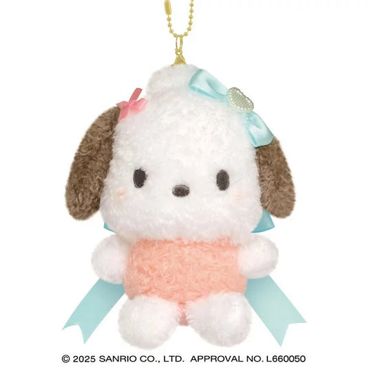 SANRIO | Pochacco Plush Keychain Mascot Holder Bag Charm 230×140×90mm (Runrun Ribbon)