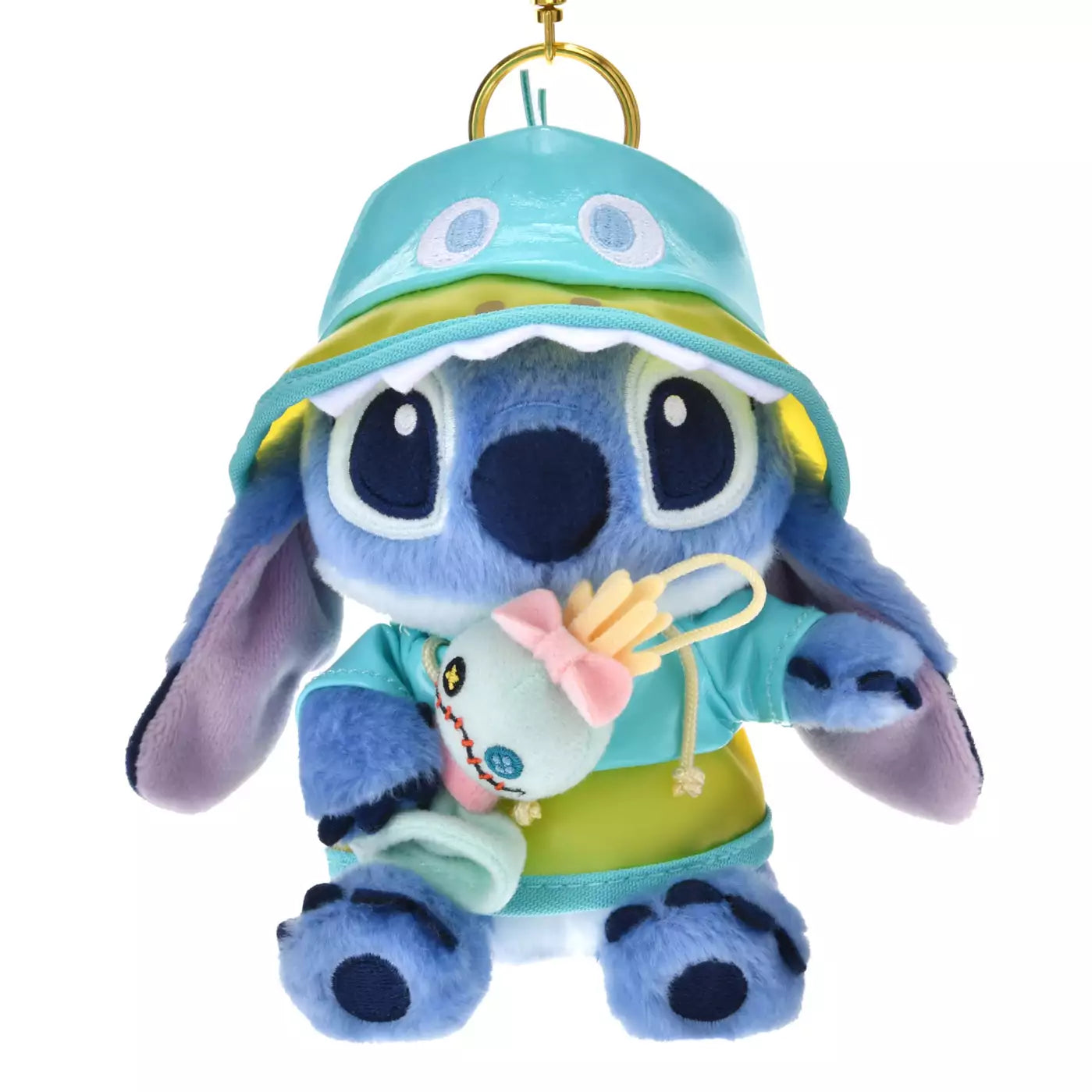 DISNEY | Rainy Season Raincoat Stitch & Scrump Mascot Holder Plush Keychain Bag Charm 15×13.5×12cm