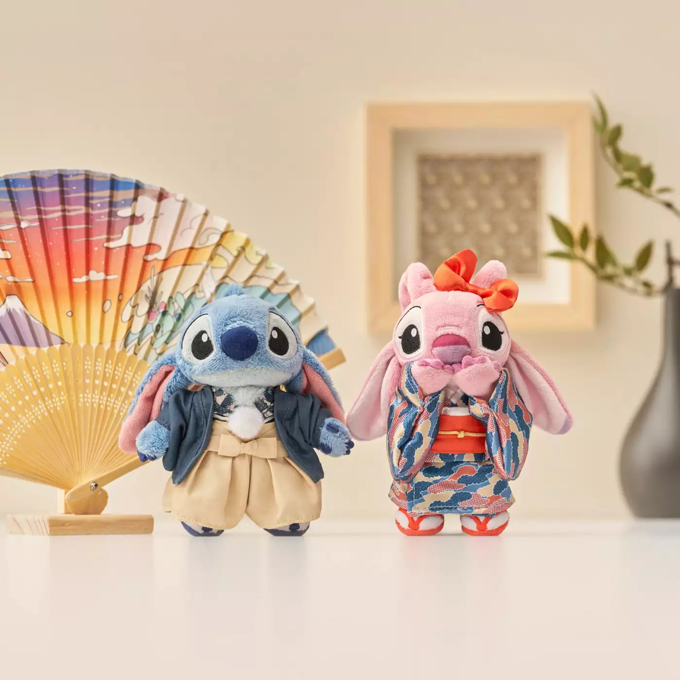 DISNEY | Kimono Angel Mascot Holder Plush Keychain Stitch and Angel 14×14×7cm Collectio (Japan Original))