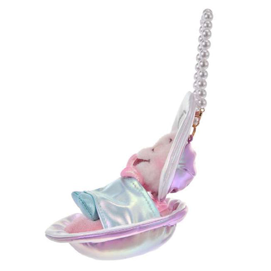 DISNEY | Curious Young Oyster Plush Keychain with Pearl Chain 15.5 x 9 x 8cm (Aurora Young Oyster)