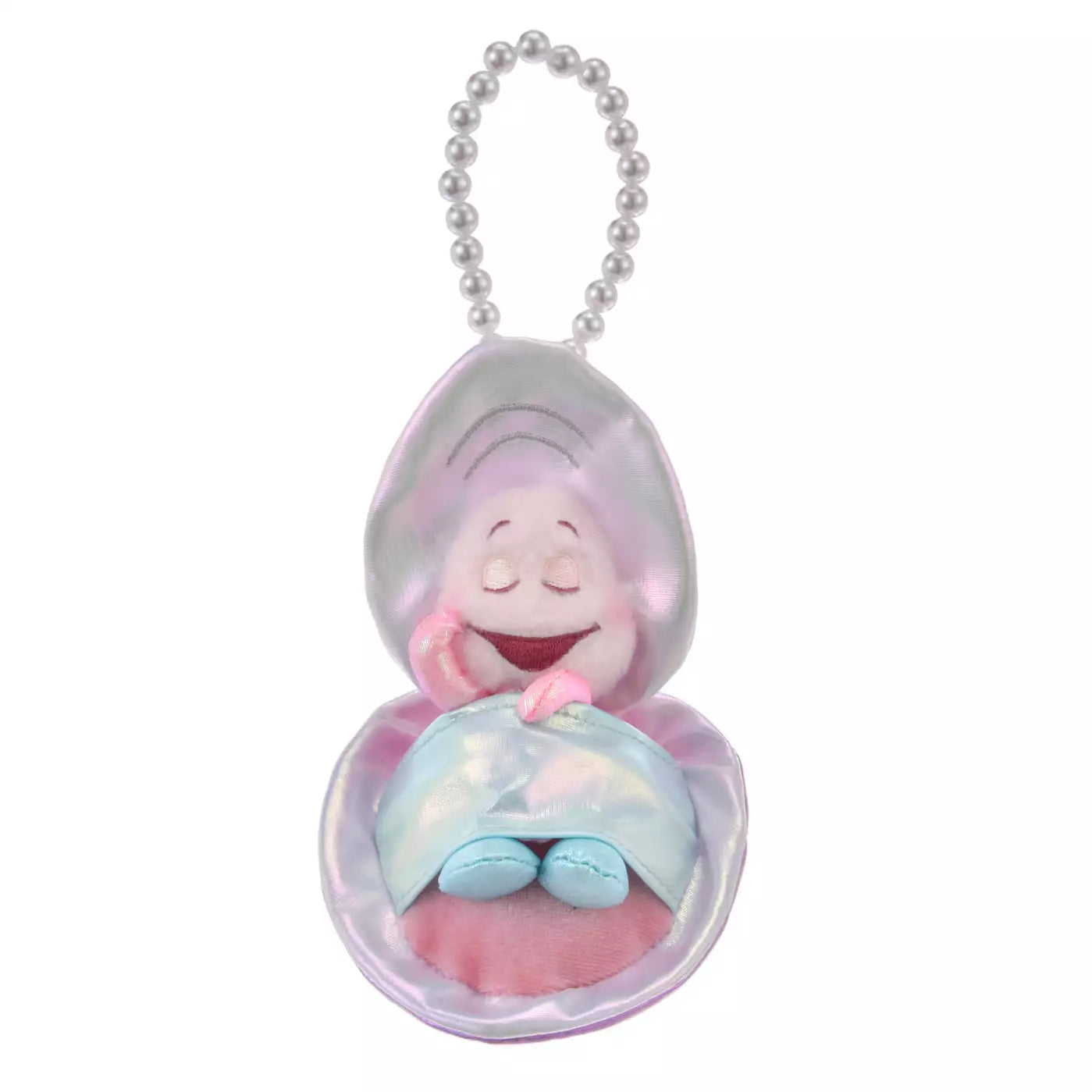 DISNEY | Curious Young Oyster Plush Keychain with Pearl Chain 15.5 x 9 x 8cm (Aurora Young Oyster)