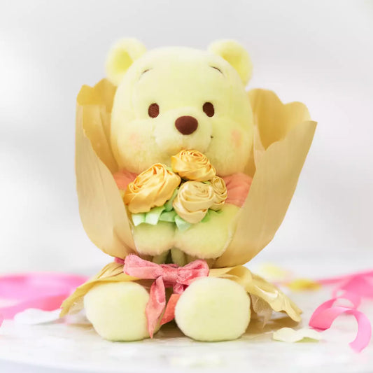 Disney｜Winnie The Pooh Plush Bouquet 2024版 22×20×21Cm 东京迪士尼 维尼小熊/噗噗 花束公仔/毛绒玩偶 毕业礼物/生日礼物 外层可拆