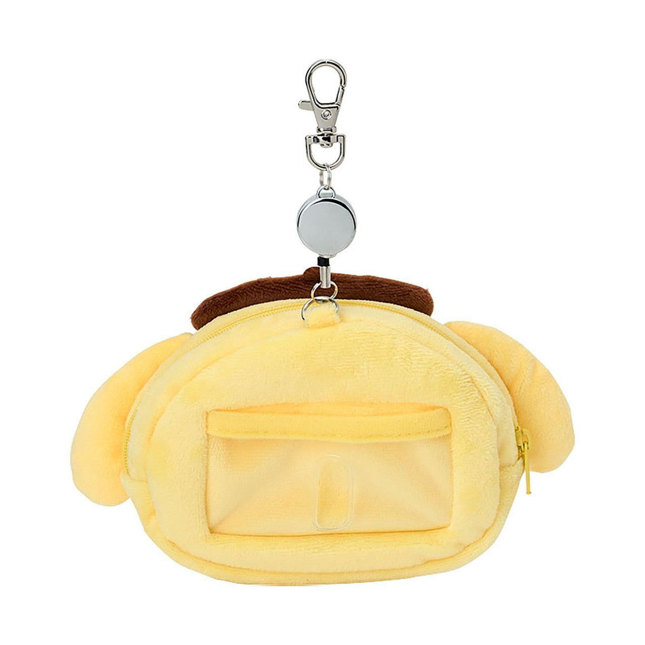 SANRIO | Pom Pom Purin Face-shaped Pass Case & Pouch Keychain With Reel 140×50×120mm