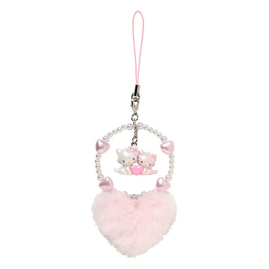 Sanrio | Charmmy Kitty Strap Phone Charm 5.3×2×17Cm (Heisei-Born Character Fluffy Heart)