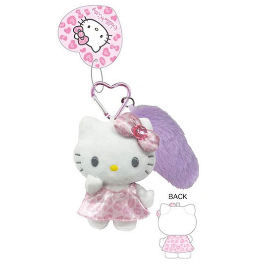 Sanrio | Hello Kitty Tail Charm Mascot Holder Plush Keychain Ball Chain 9.5×5.5×13.5Cm (Leopard