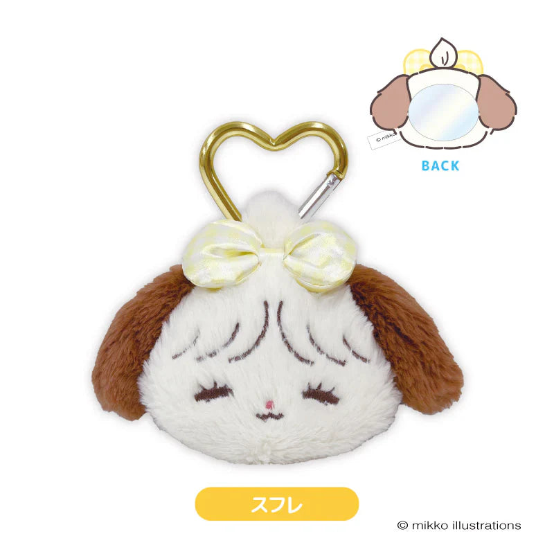 Mikko Illustrations | Mofumofu Mirror Mascot with Carabiner Keychain H105xW148xD45mm (Souffle Ribbon)