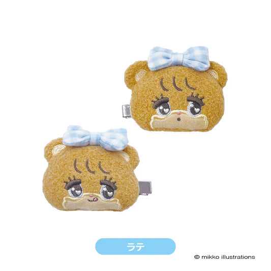 Mikko Illustrations | Mascot Hair Clip Set 62×80×34mm (Latte Ribbon)
