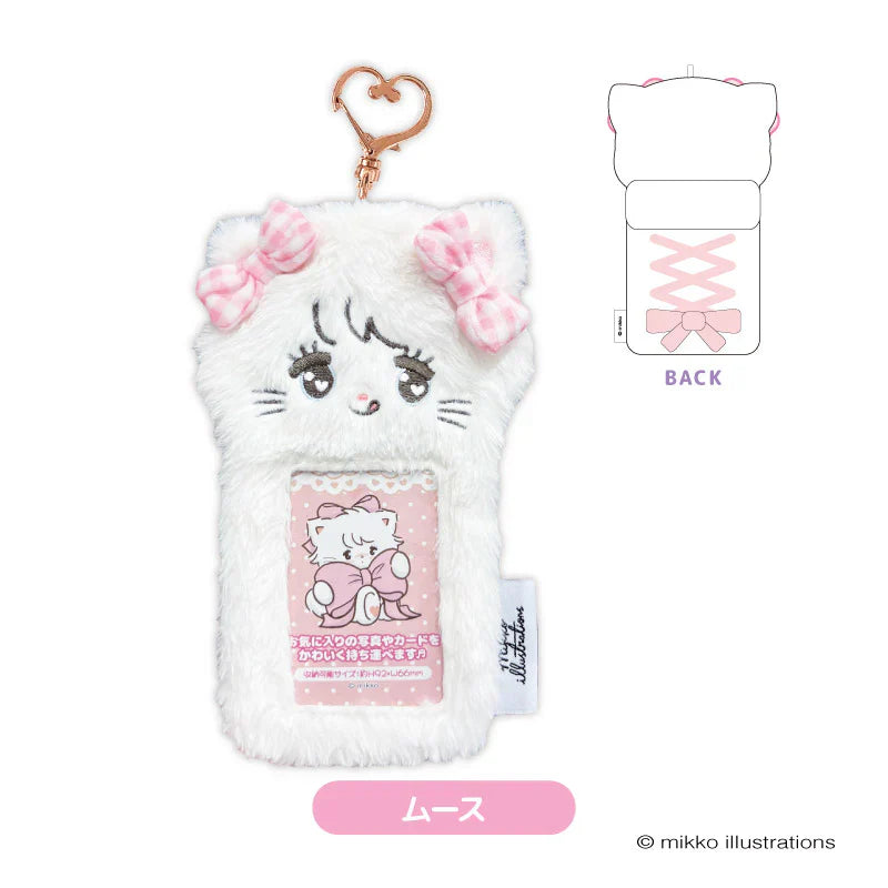 Mikko Illustrations | Mofumofu Card Holder Photo Keychain H92×W66mm (Mousse Ribbon)