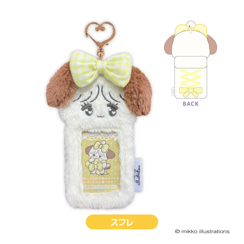 Mikko Illustrations | Mofumofu Card Holder Photo Keychain H92×W66mm (Souffle Ribbon)