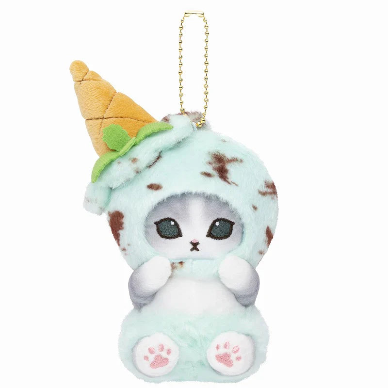 Mofusand | Mascot Holder Plush Keychain H140×W75×D90Mm (Ice Cream) Choco Mint