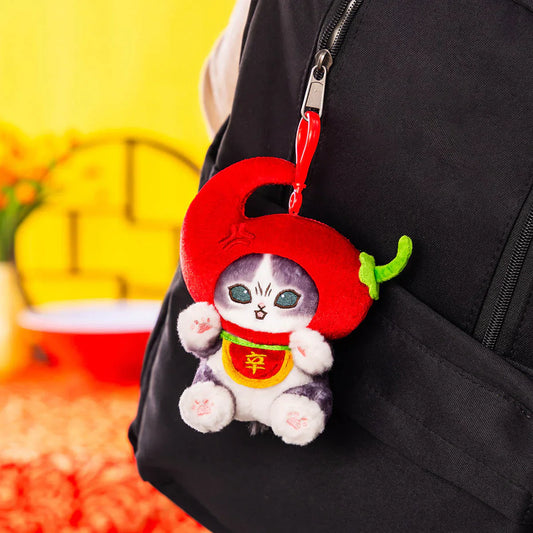 MOFUSAND | Plush Keychain Bag Charm 145×85×125mm (Angry Chili Pepper Cat)