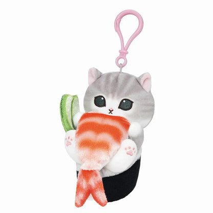 MOFUSAND | Mascot Holder Plush Keychain 110×120×130mm (Sushi-like Cat Nyan: Shrimp)