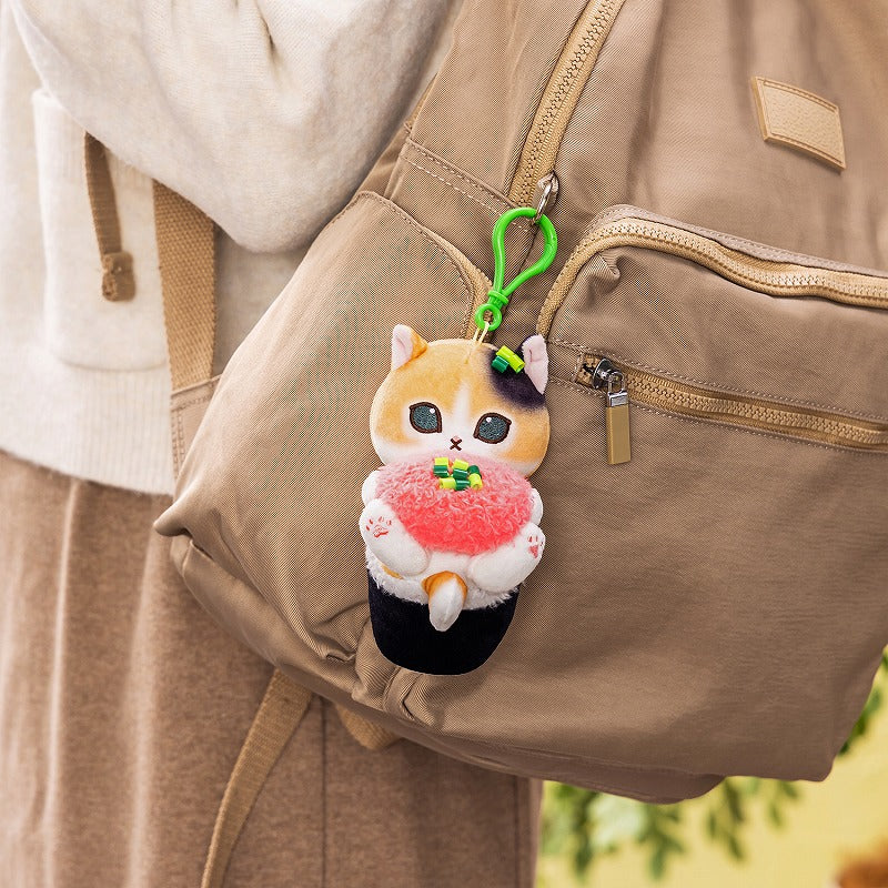 MOFUSAND | Mascot Holder Plush Keychain 110×120×130mm (Sushi-like Cat Nyan: Minced Raw Tuna)
