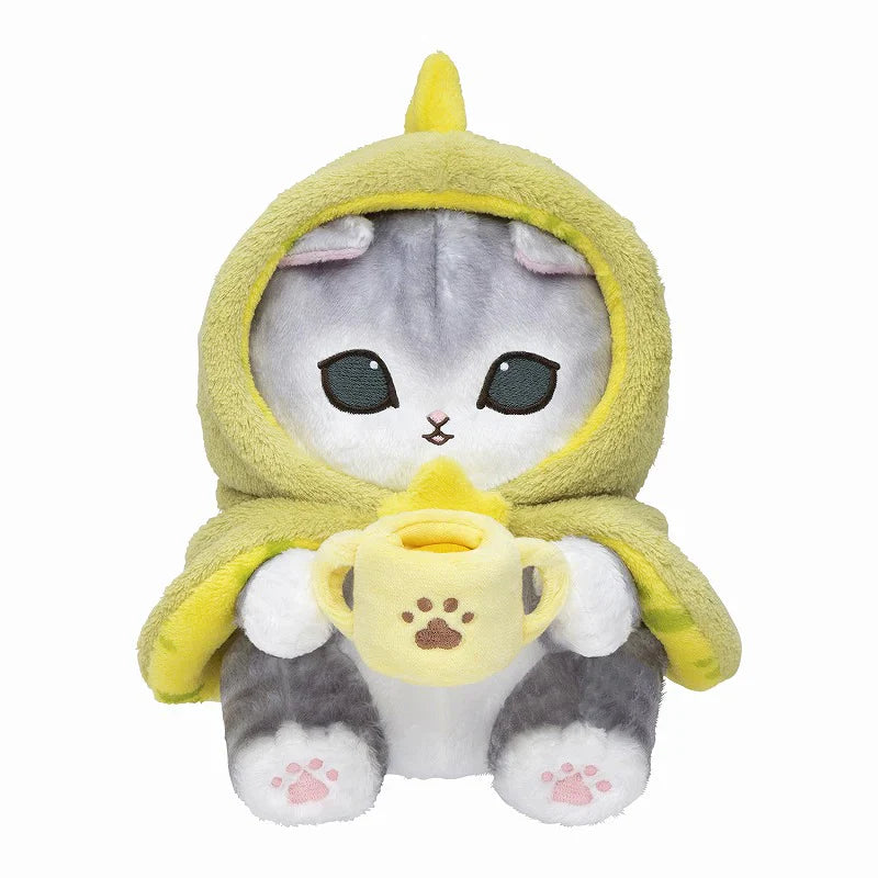 MOFUSAND | Baby Dinosaur Cat Cup Plush Toy Plush Doll 215×190×215mm (Fluffy Poncho Hoodie)