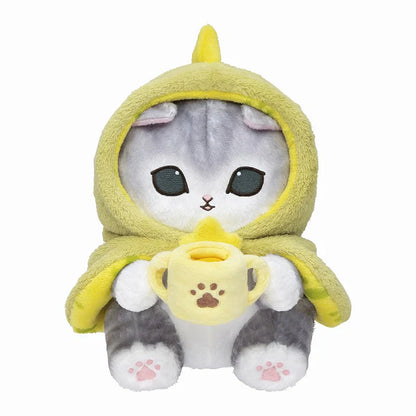 MOFUSAND | Baby Dinosaur Cat Cup Plush Toy Plush Doll 215×190×215mm (Fluffy Poncho Hoodie)