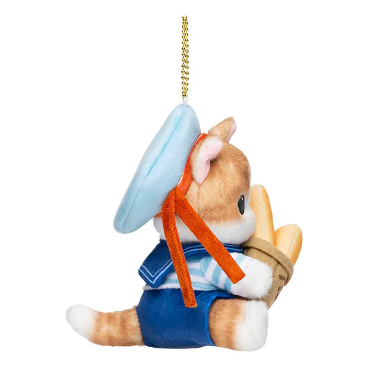 MOFUSAND | Mascot Holder Plush Keychain 155×120×90mm (Mofumofu Journey Cat - Parisian French Bread)