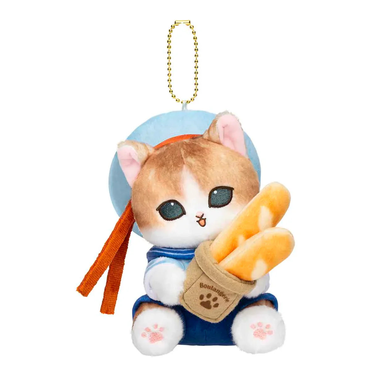 MOFUSAND | Mascot Holder Plush Keychain 155×120×90mm (Mofumofu Journey Cat - Parisian French Bread)