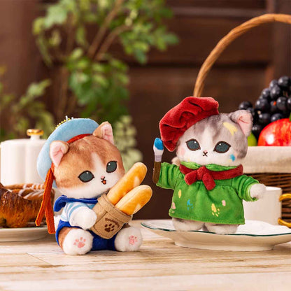 MOFUSAND | Mascot Holder Plush Keychain 155×120×90mm (Mofumofu Journey Cat - Parisian French Bread)